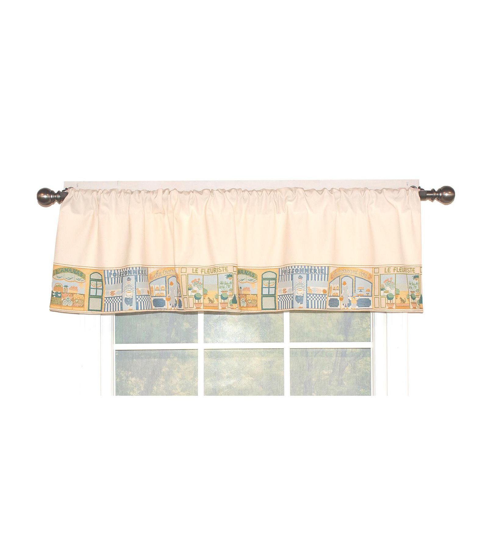RLF Home Jour De Shopping Banded 100% Cotton with Fully Lined 3" Rod Pocket Valnance for Windows 50" x 15" Ivory