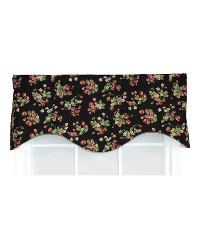Короткая занавеска RLF Home Strawberry Cornice 100% хлопок, черная, 50" x 17"