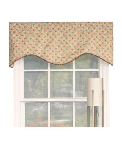 RLF Home Lake Blossom Corded Cornice 100% Cotton with Fully Lined 3" Rod Pocket Valnance for Windows 50" x 17"