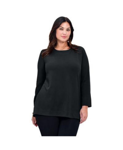 AVENUE Women's Plus Size Breanna Eyelet Detail Hacci Top