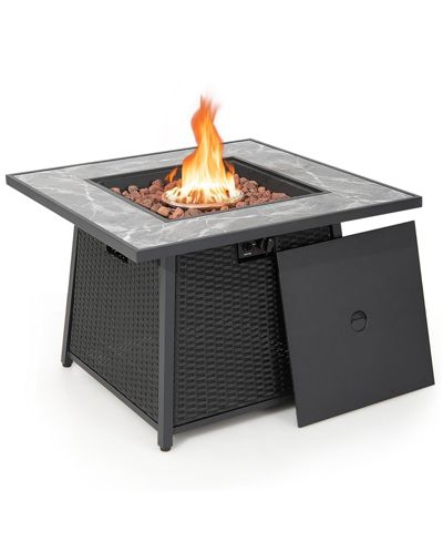 Стол для костра Streamdale Furniture 35 Inch Propane Gas Wicker Rattan с камнями Lava Rocks и PVC чехлом
