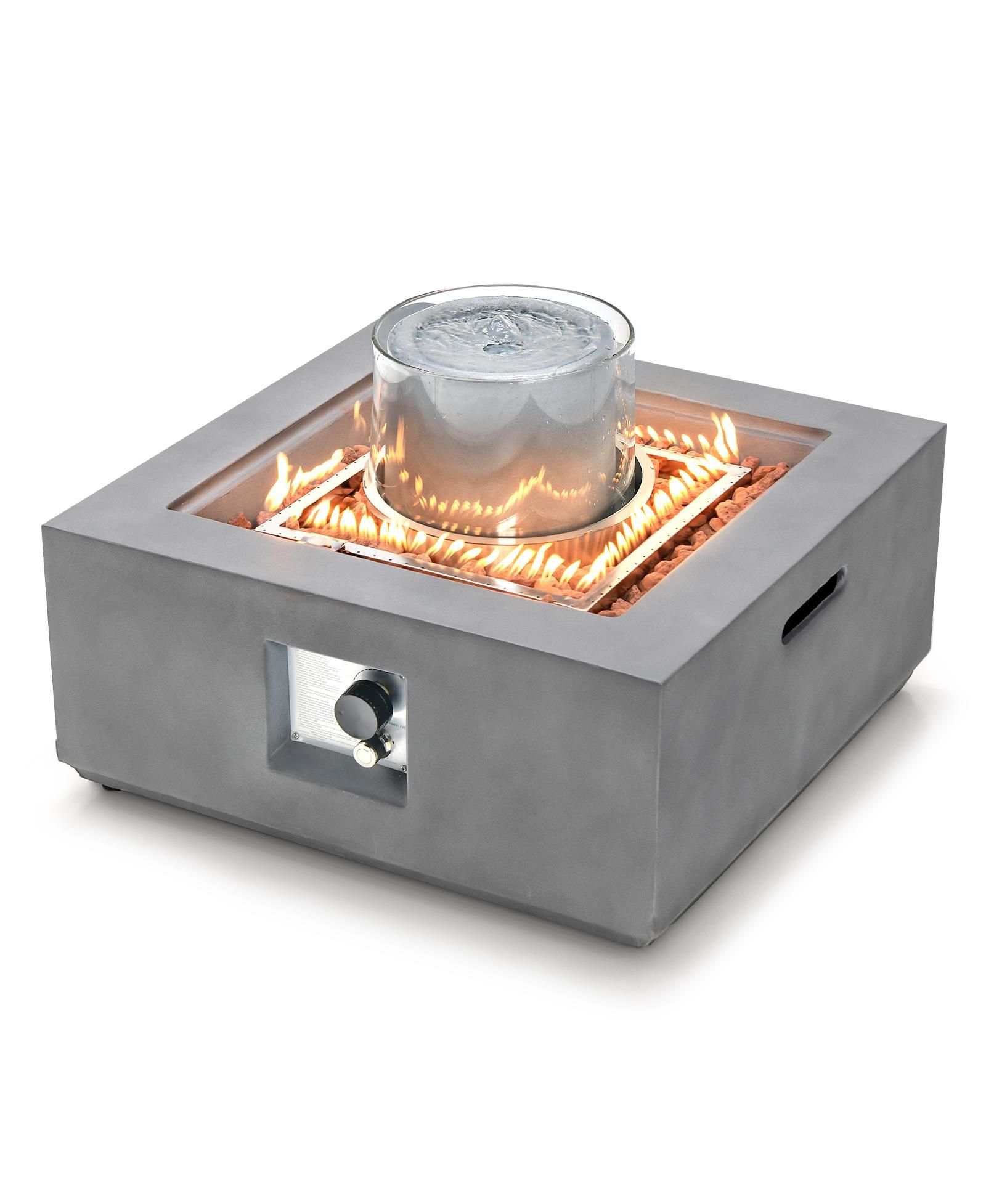 28 Inch 50000 BTU Patio Square Propane Fire Pit with PVC Cover