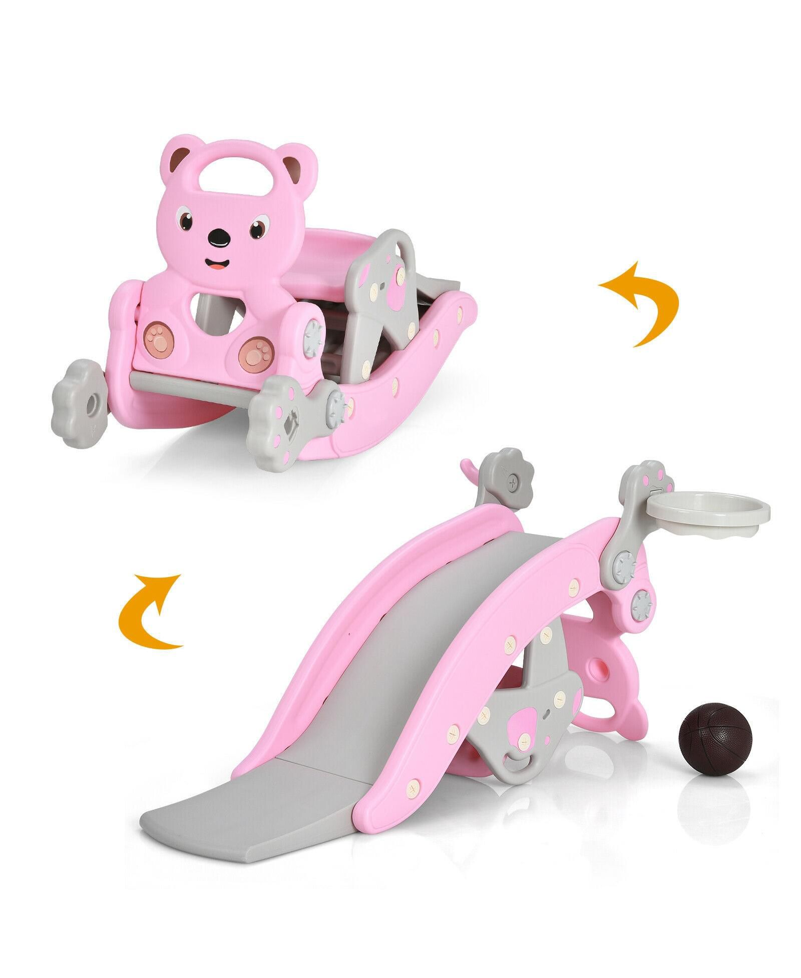 Игровой комплекс Mecale 4-in-1 Toddler Slide and Rocking Horse с баскетбольным кольцом