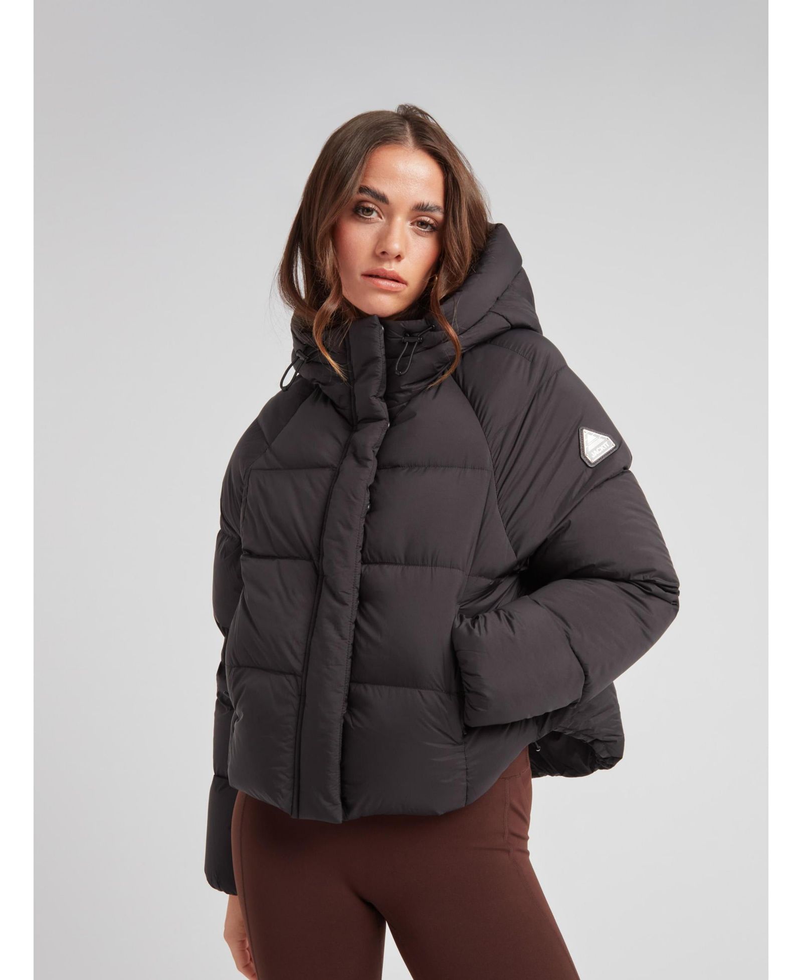 JACK1T Women's Cloud Cropped Hooded Puffer Jacket