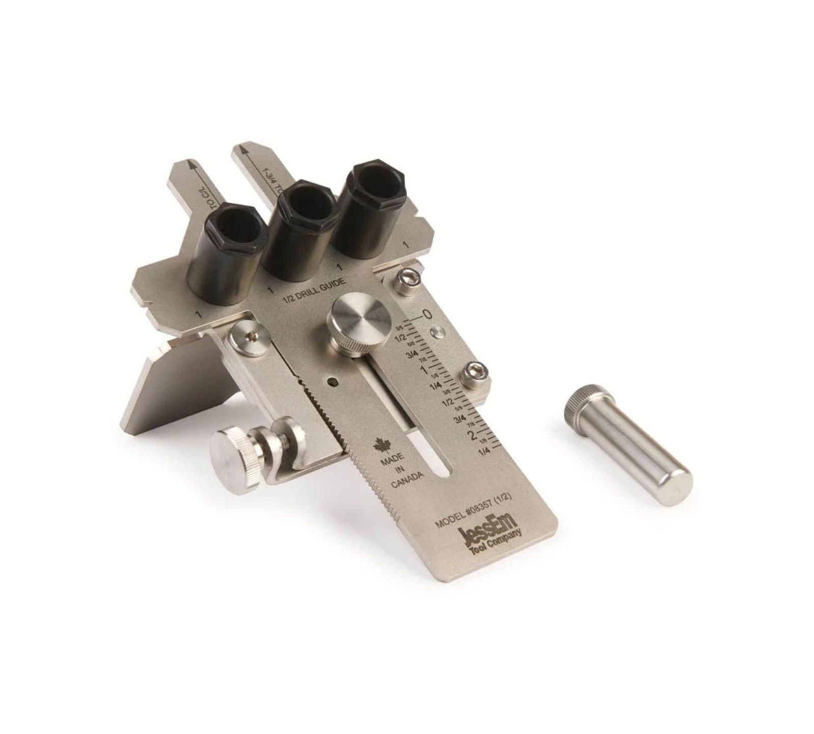 JessEm 08357 1/2 Inch Stainless Steel Dowelling Jig with Angle Guide Joinery Tool