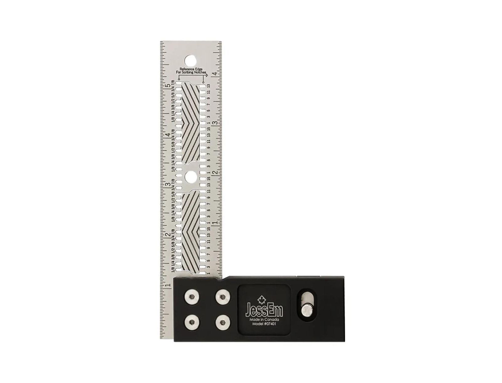 JessEm 07401 6 Inch Stainless Steel Precision Square Measuring Tool Ruler with Patented Flex Grip and Fade Resistant Markings - Imperial