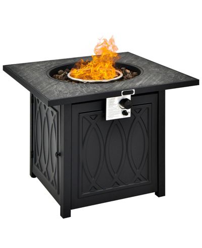 Столик для костра Mecale 32 Inch, квадратный, с лавовыми камками, 50000 BTU