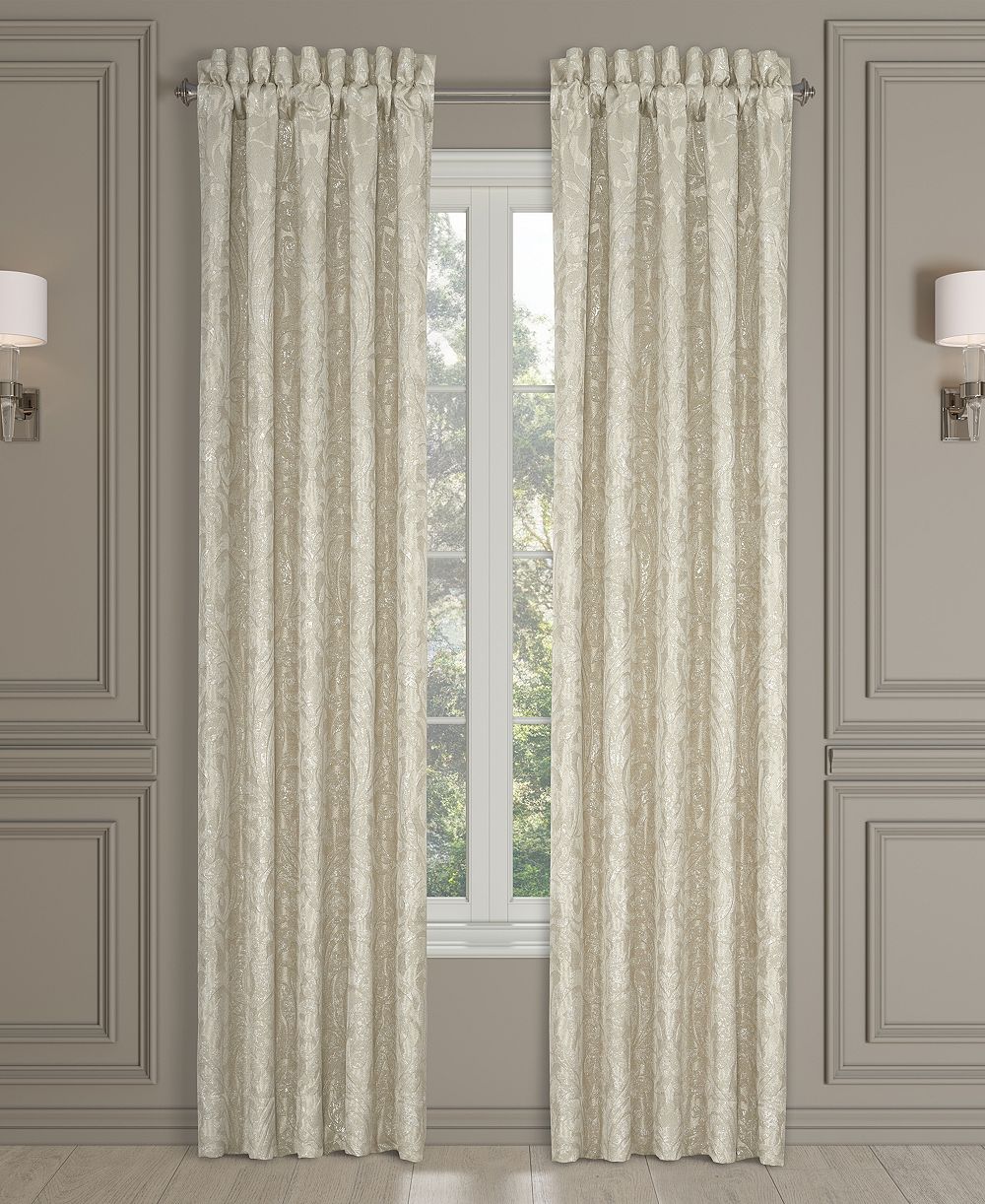 Парная портьера J Queen New York Celine с узором дамаск, 50" x 84"