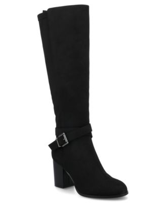 Journee Collection Women's Avalonn Wide Calf Buckle Knee High Dress Boots