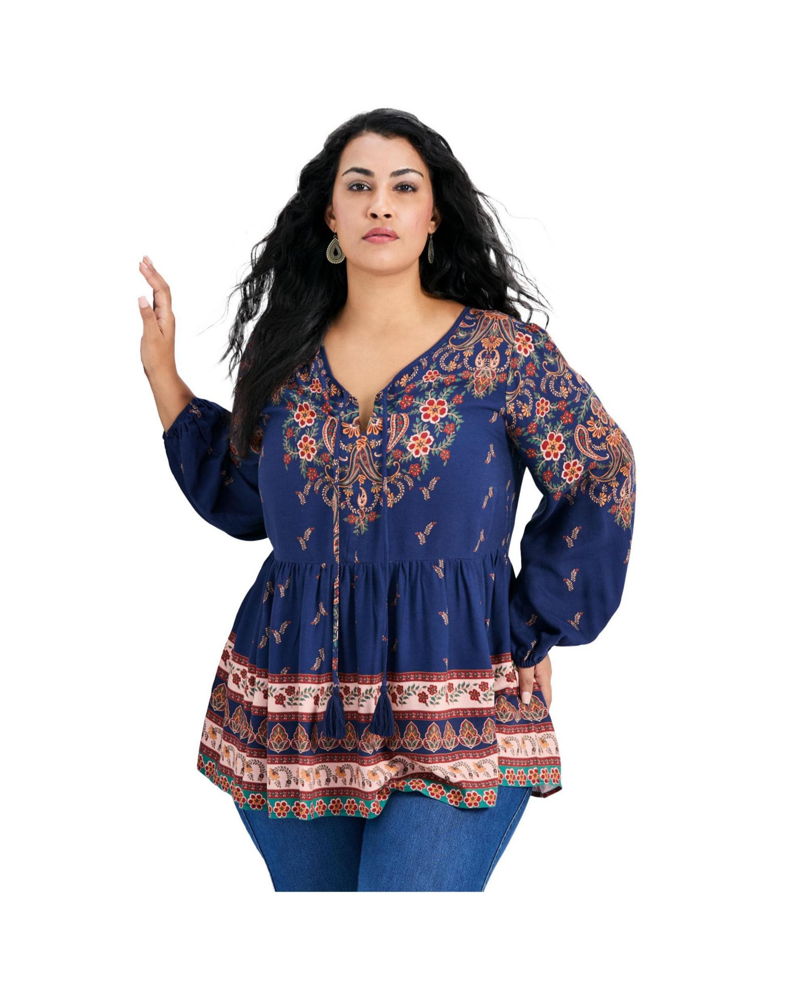 Avenue Women's Plus Size Kiani Boho Print Tunic