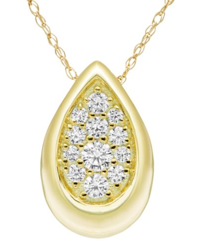 Колье Macy's с кулоном и бриллиантом (1/4 карата суммарно) из желтого золота 14 карат