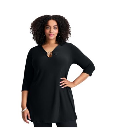 Avenue Женский удлиненный топ Plus Size с кольцевым декором