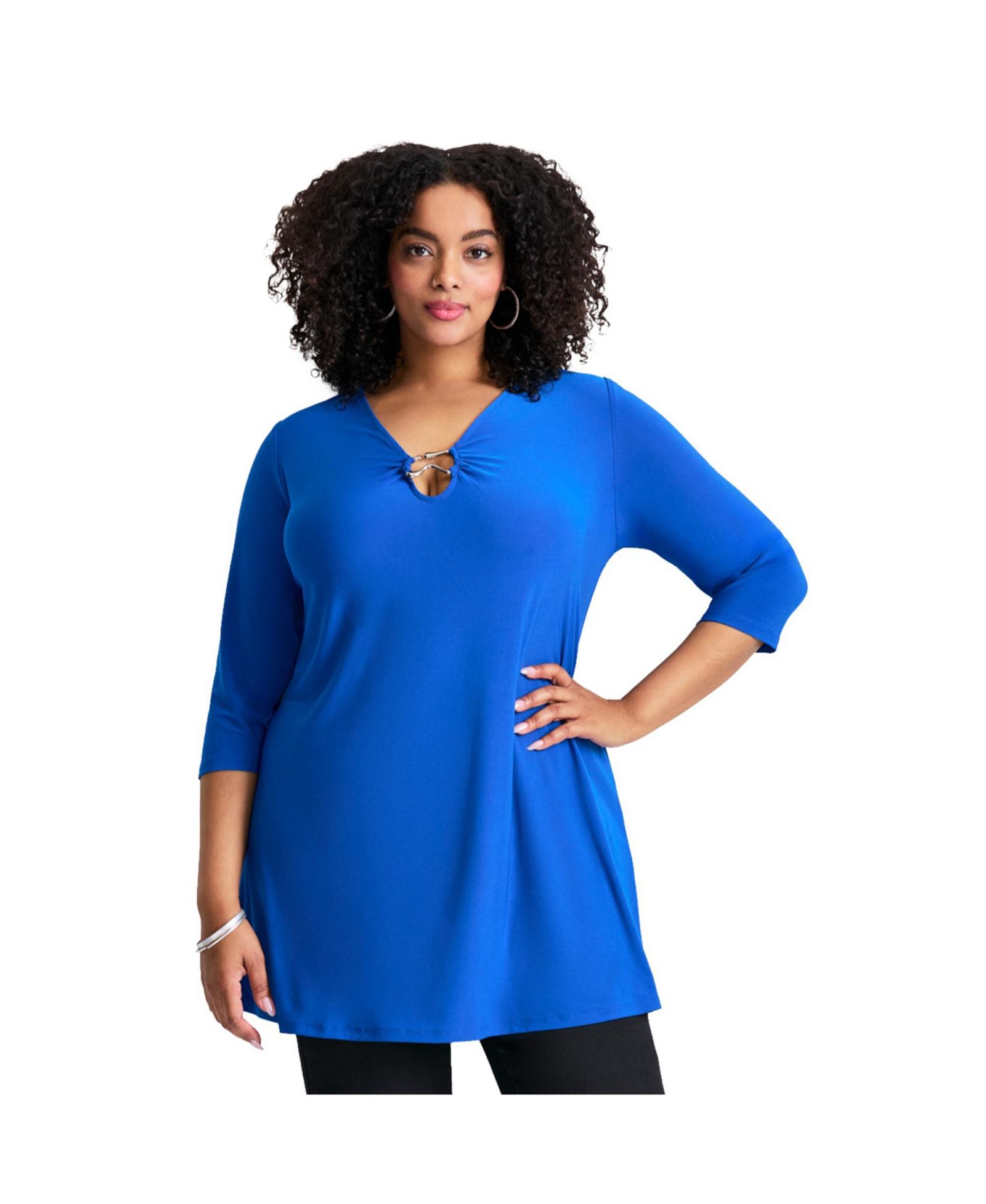 Avenue Женский удлиненный топ Plus Size с кольцевым декором