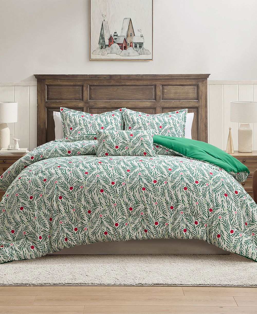 Hallmark Bedding Green Branches Holiday 3-Pc. Comforter Set, Twin/Twin XL