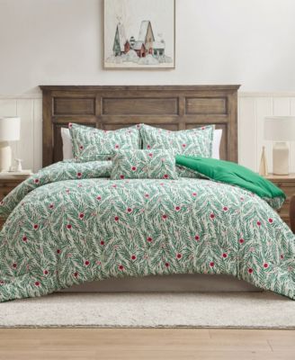 Hallmark Bedding Green Branches Holiday 3-Pc. Comforter Set, Twin/Twin XL