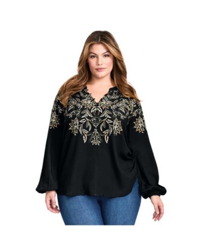 AVENUE Women's Plus Size Temptation V-Neck Shirt