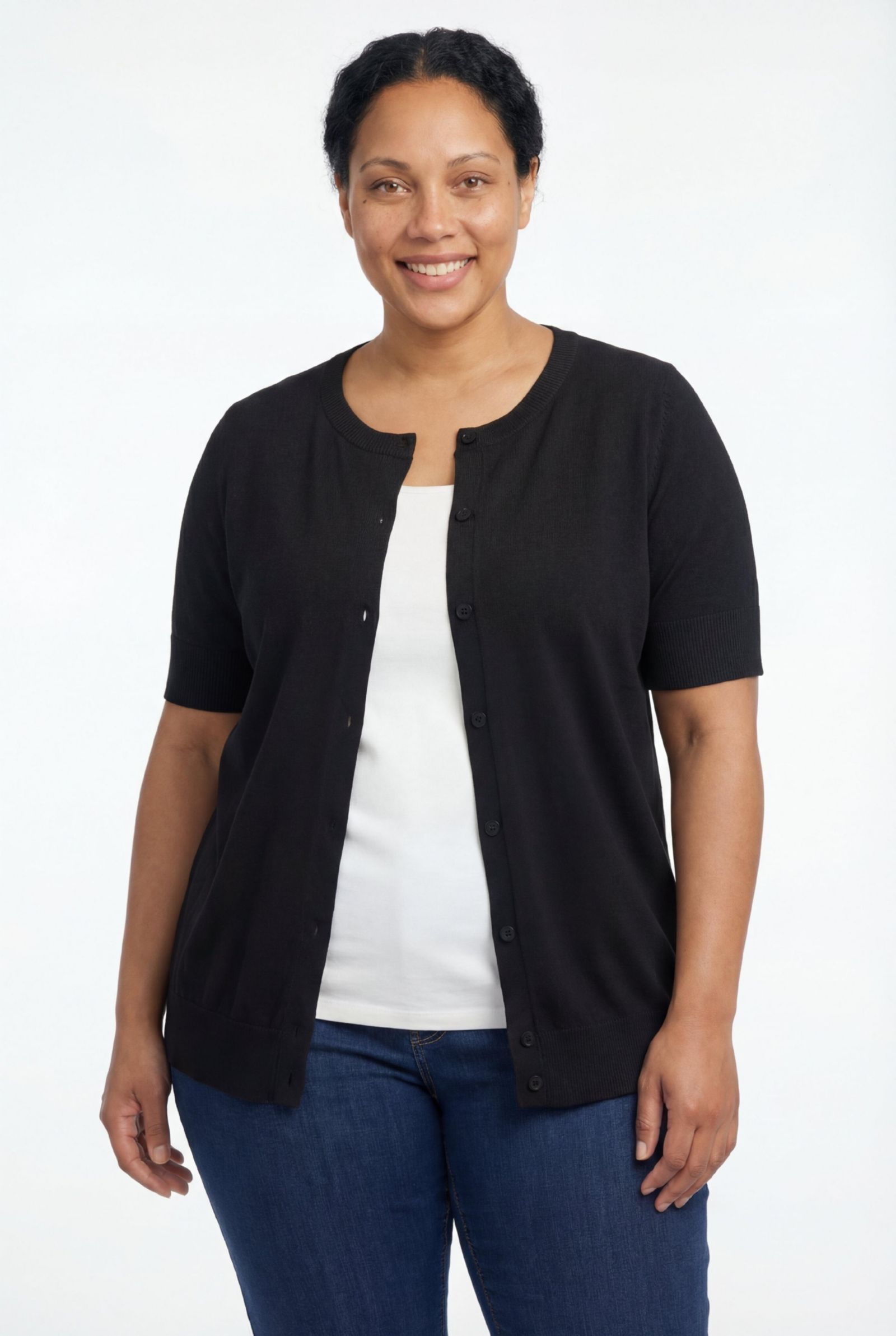 Woman Within Women's Within Perfect Elbow Length Sleeve Cardigan Sweater