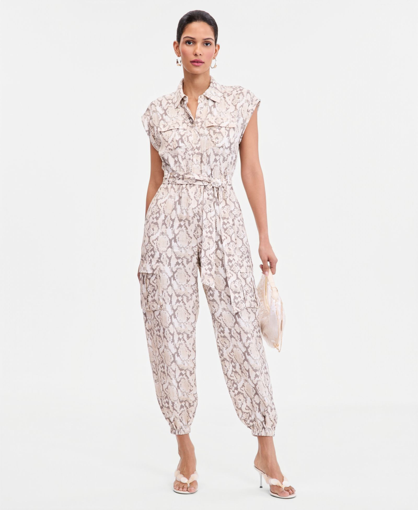 Женский комбинезон I.N.C. International Concepts Short-Sleeve Snake Print Belted