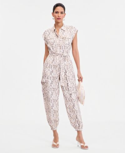 Женский комбинезон I.N.C. International Concepts Short-Sleeve Snake Print Belted
