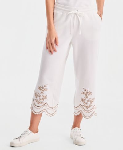 Style & Co Petite Брюки из трикотажа с широкими штанинами и отделкой