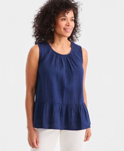 Style & Co Petite Loose-Fit Sleeveless Crew Neck Top, Macy's Exclusive