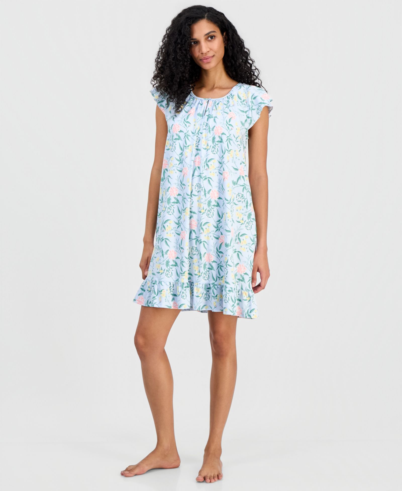 Charter Club Women's Printed Cotton Short Sleep Gown, Macy's Exclusive