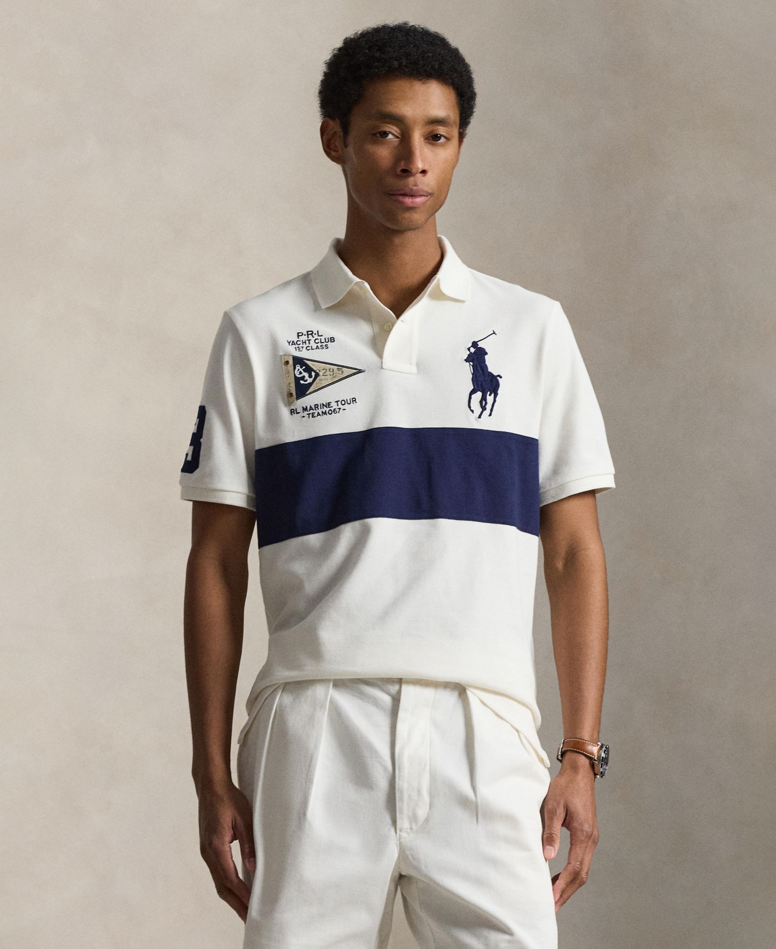 Мужская рубашка Polo Ralph Lauren Custom Slim-Fit Big Pony mesh polo