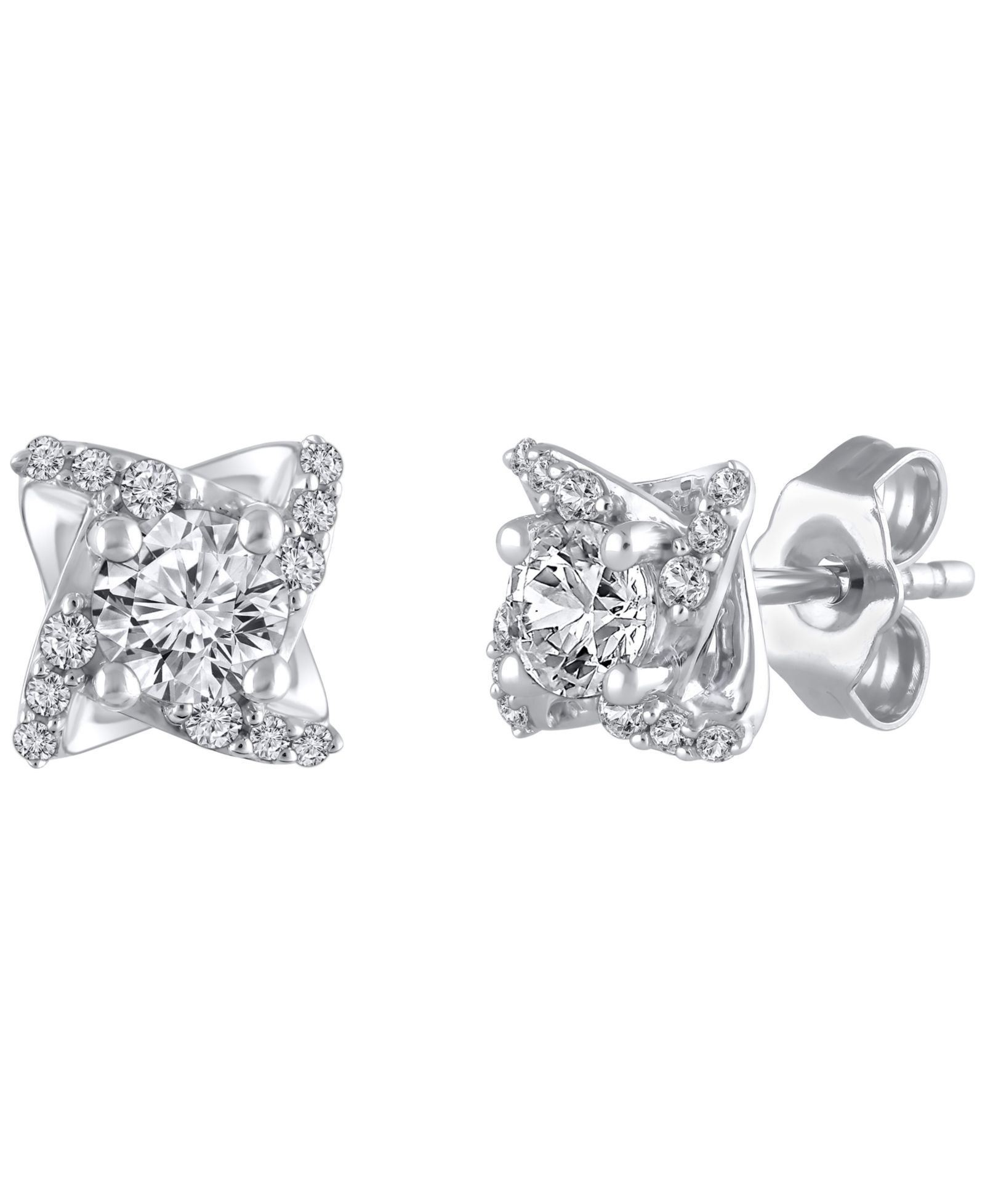 Серьги-гвоздики с бриллиантами (5/8 ct. t.w.) в белом золоте 14k