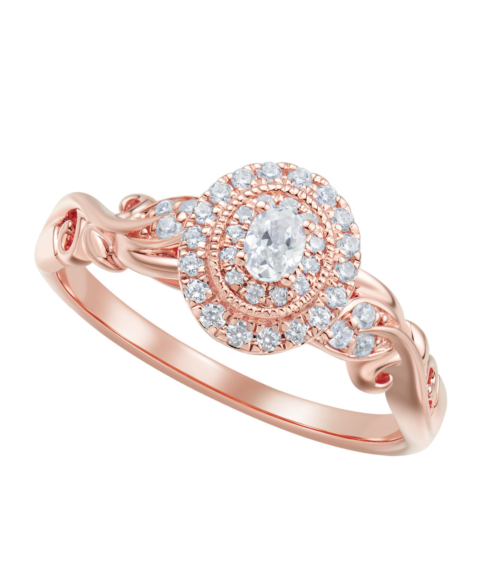 Macy's кольцо с бриллиантовым ореолом (1/3 ct. t.w.) из розового золота 14k