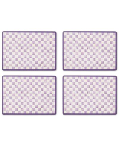 MacKenzie-Childs Violet Check Cork Back Handmade Placemats, Set of 4