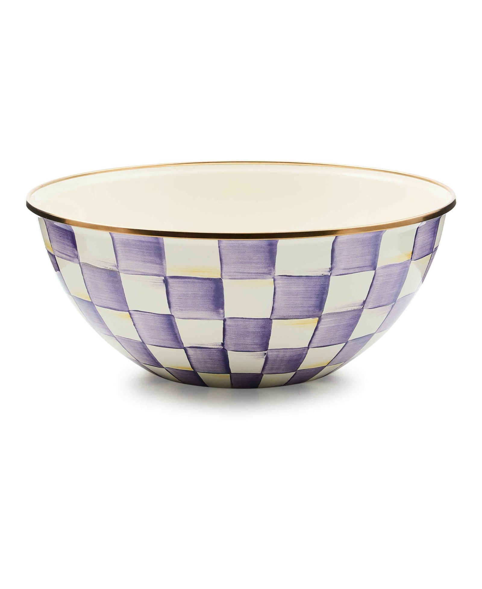 MacKenzie-Childs Violet Check Large Handmade Everyday Bowl