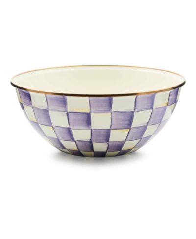 MacKenzie-Childs Violet Check Large Handmade Everyday Bowl