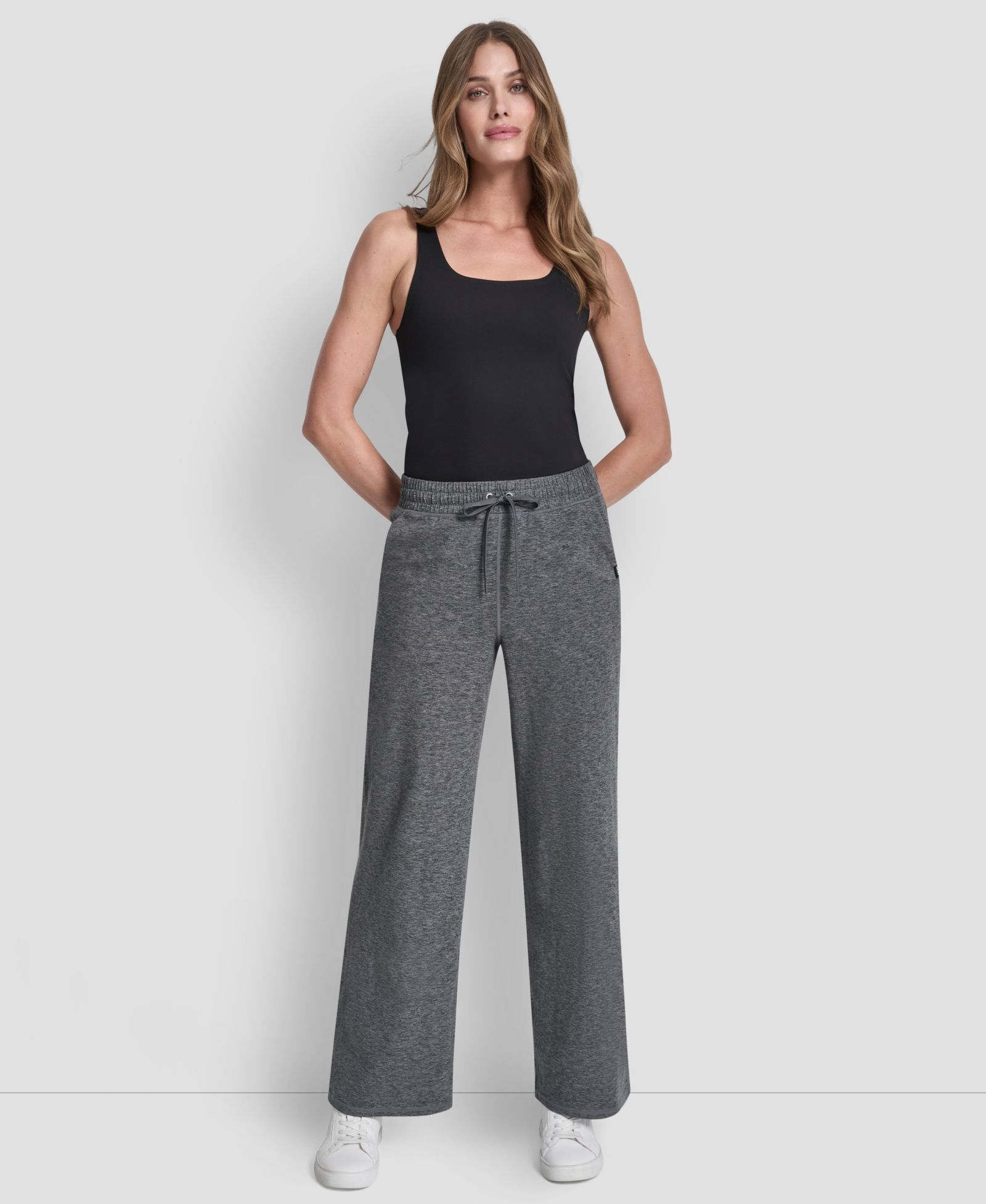 DKNY Women's Spacedye Regular-Fit Wide-Leg Pants