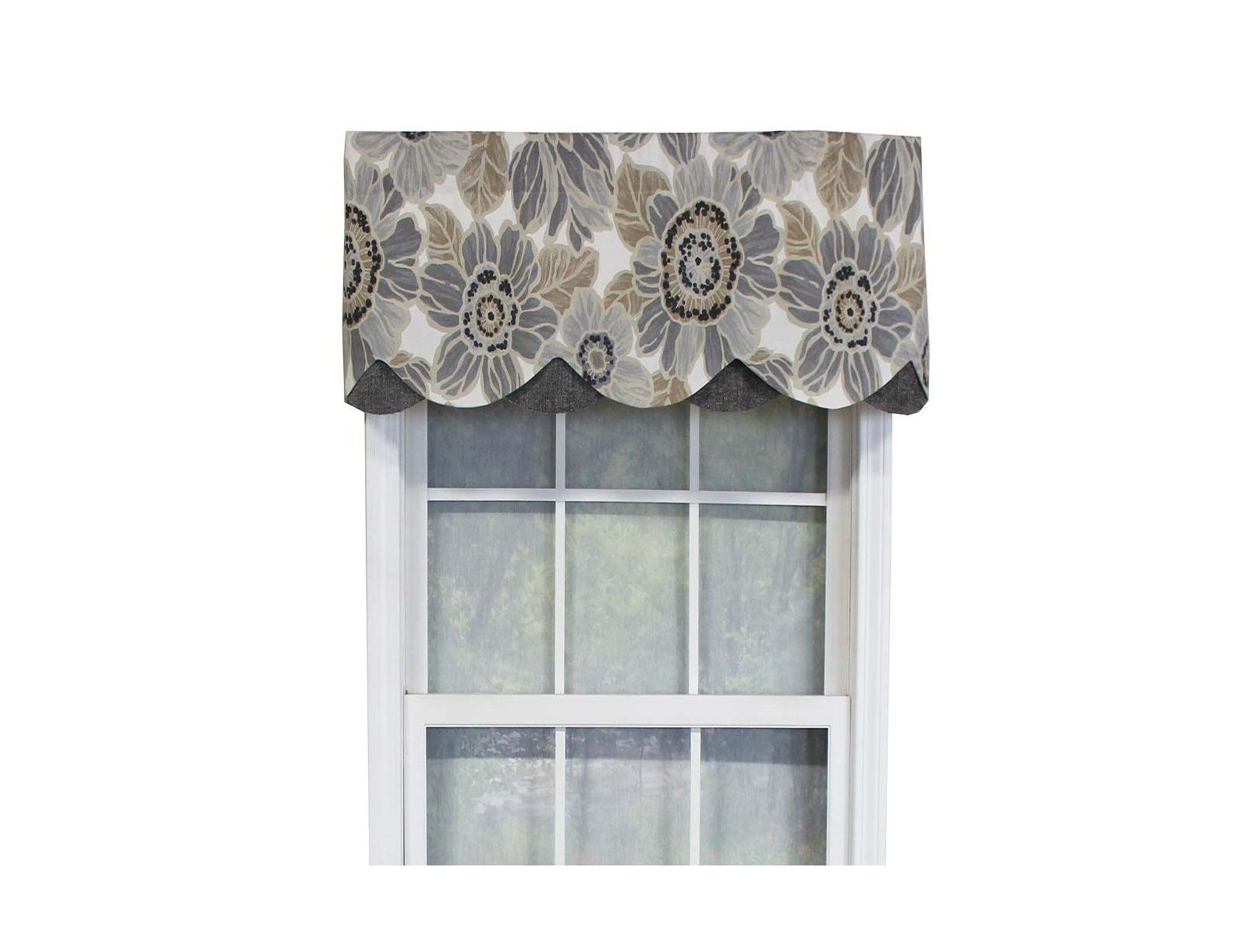RLF Home Verona Petticoat Modern Premium Design Printed Valance 3" Rod Pocket 50" x 15" Sand/Gray