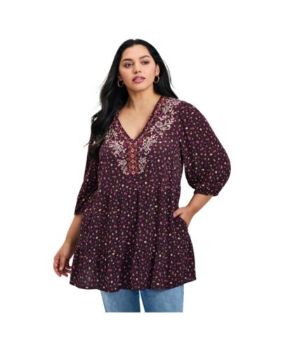 Женский туник AVENUE Plus Size Ditsy Embroidered