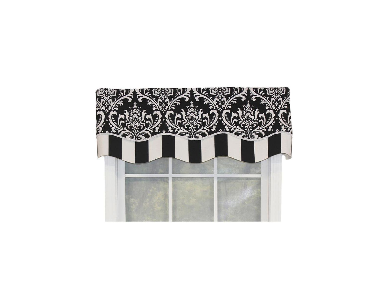 RLF Home Ozbourne Glory Valance 3" Rod Pocket, Layered, Trimmed. 50"W X 16"L