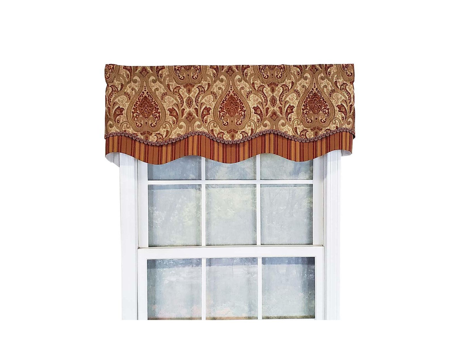RLF Home Chenille Fabric with Damask Motive Paisley Dream Glory Valance 3" Rod Pocket 50" x 16"