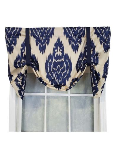Декоративная занавеска RLF Home Damask Flame 50" x 23" Navy Blue/Ivory
