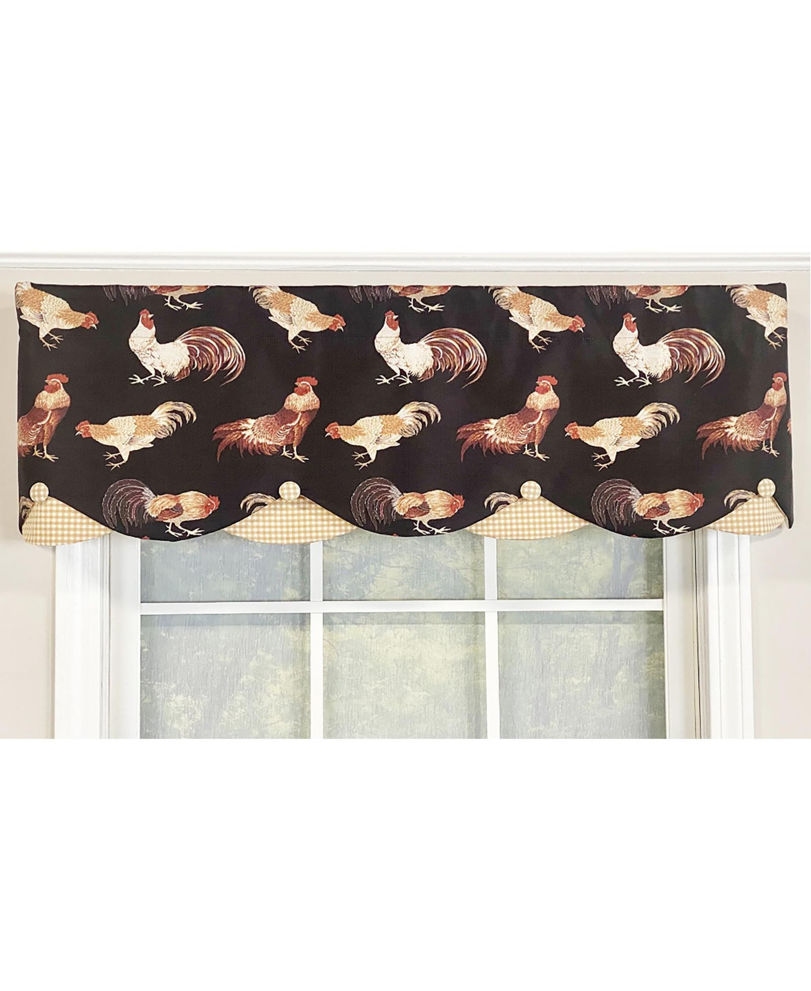 Валанс для окна Cockadoodle 3" Rod Pocket Black RLF Home 50" x 15"