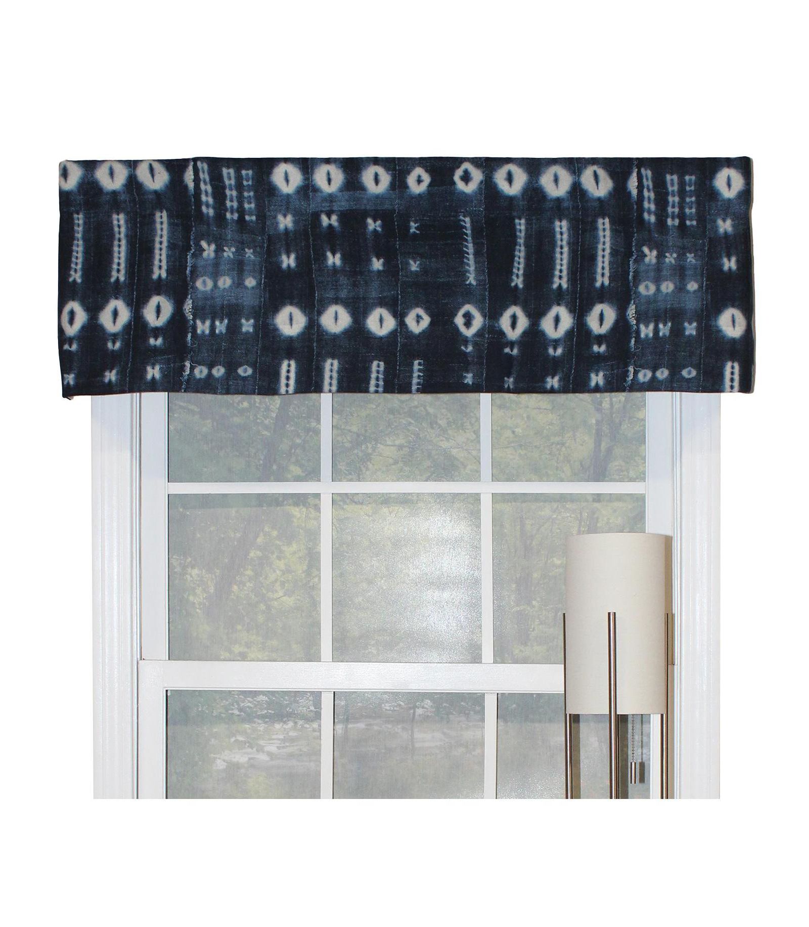 RLF Home Binary Tailored Window Treatment Premium Quality Valance 3" Rod Pocket 50" x 14" Navy Blue