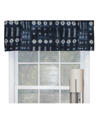 RLF Home Binary Tailored Window Treatment валанс премиум качества, 3" Rod Pocket, 50" x 14", Navy Blue