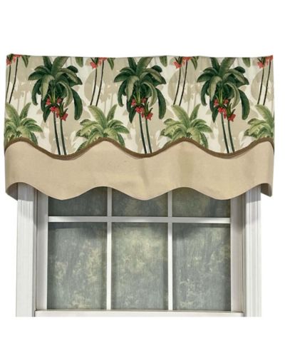 Декоративная занавеска RLF Home Shadow Gimp Trim Printed Palm Glory, Aloe Green, 50" x 16"