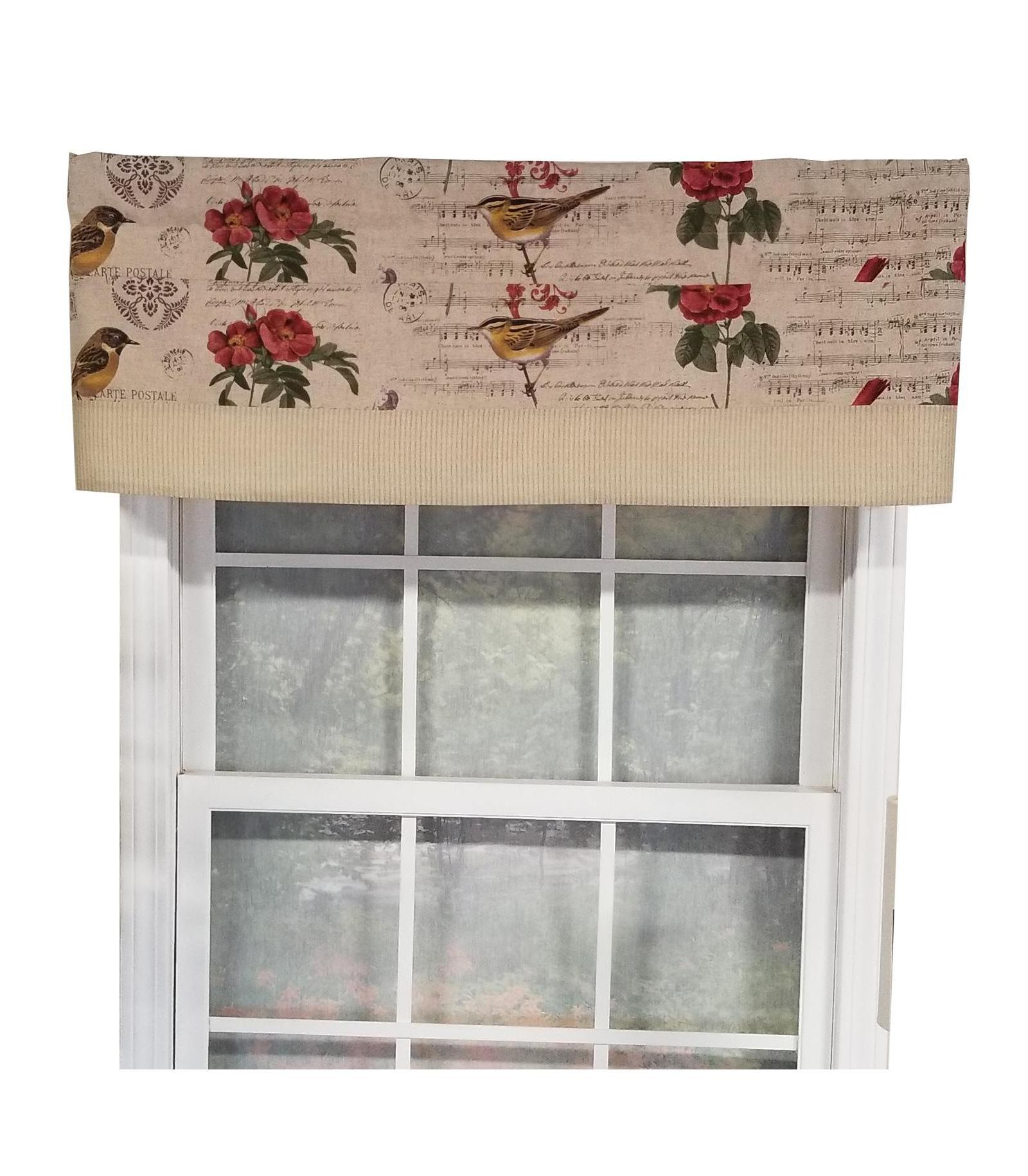 RLF Home Song Bird Banded 100% Cotton with Fully Lined 3" Rod Pocket Valnance for Windows 50" x 15"