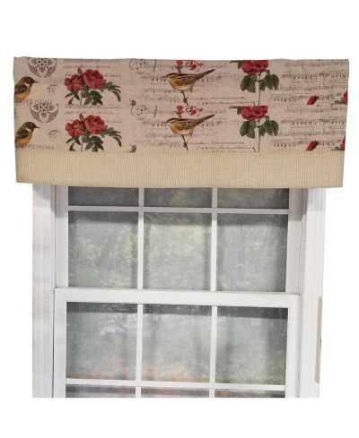 RLF Home Song Bird Banded 100% Cotton with Fully Lined 3" Rod Pocket Valnance for Windows 50" x 15"