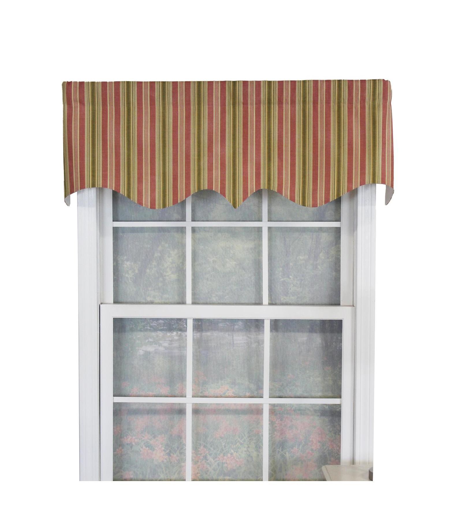 RLF Home Dell Stripe Regal 100% Cotton with Fully Lined 3" Rod Pocket Valnance for Windows 50" x 17" Watermelon