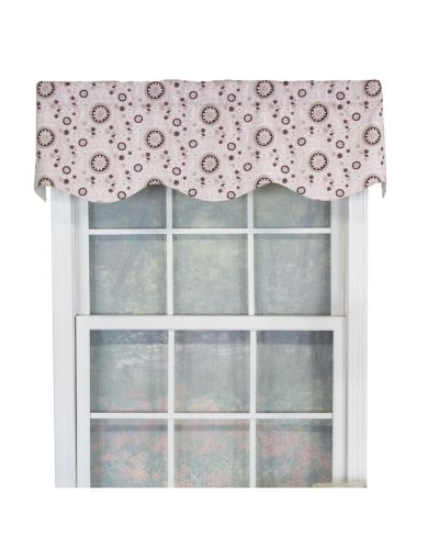 RLF Home Pin Wheel Provance 100% Cotton with Fully Lined 3" Rod Pocket Valnance for Windows 50" x 15" Pink