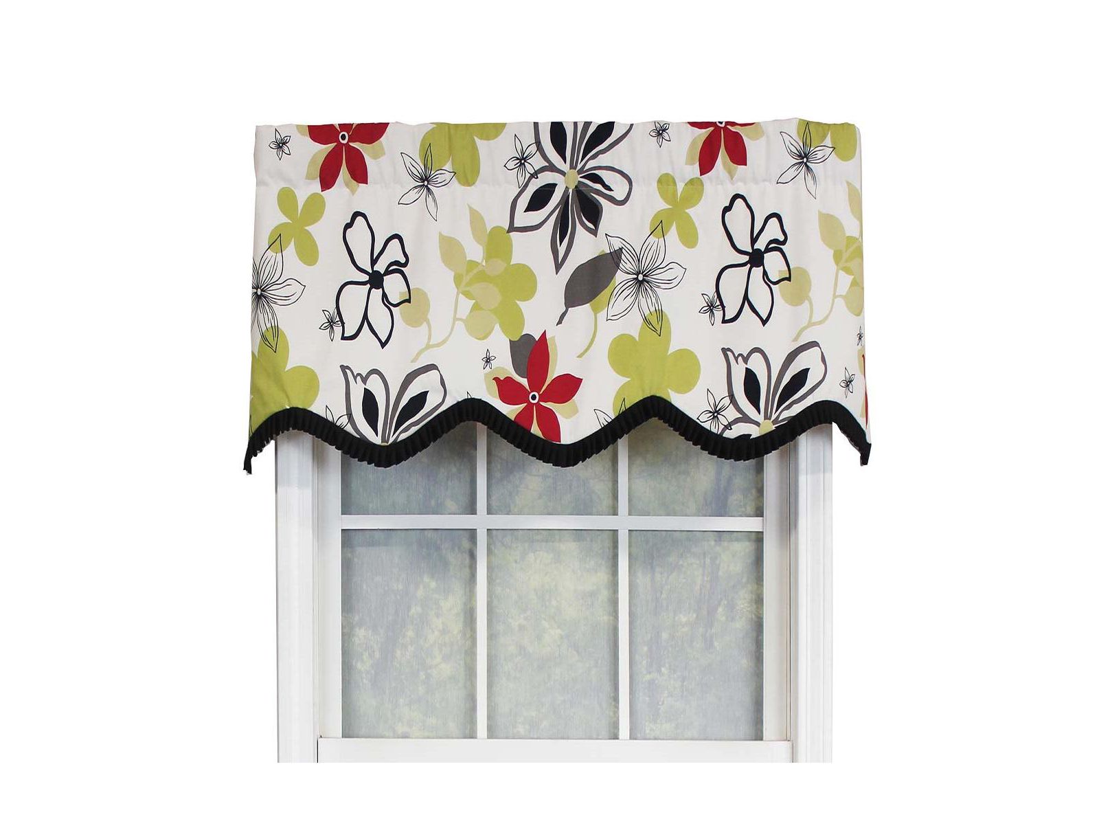 RLF Home Aria Ruffled Window Treatment Provance Premium Quality Valance 3" Rod Pocket 50" x 17" Multi/Ivory