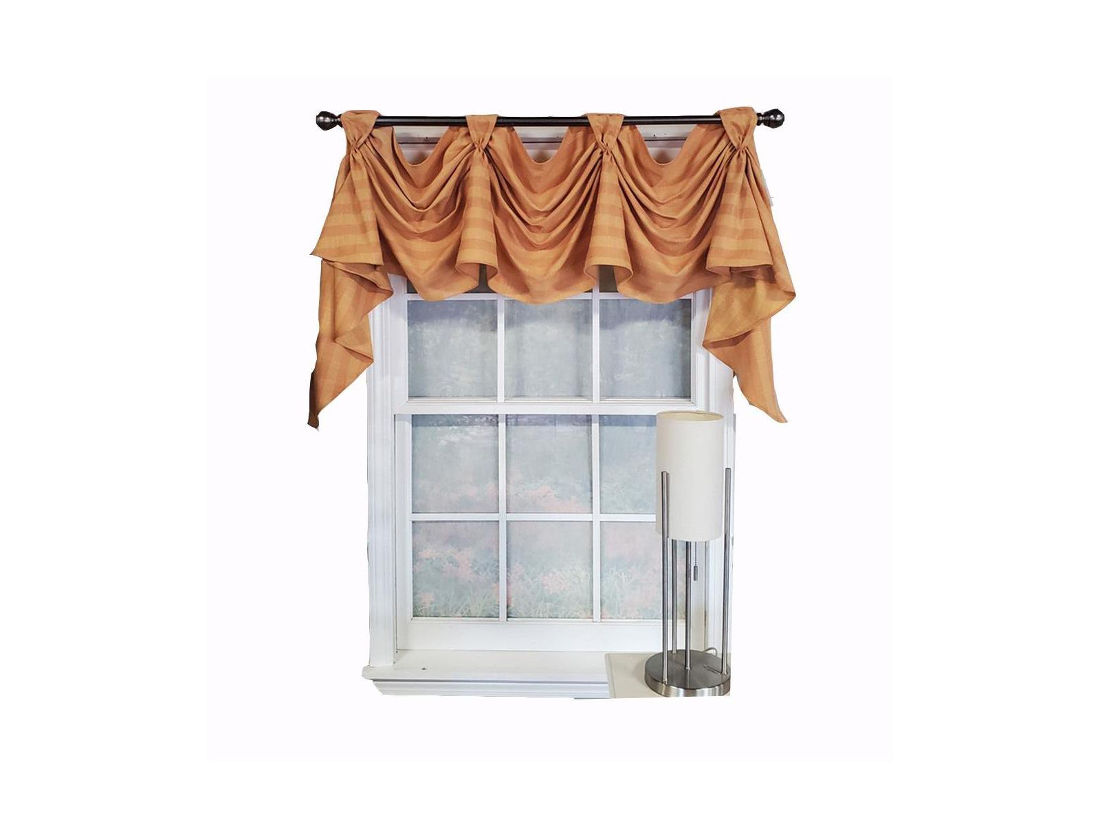 RLF Home Modern Design Orange Lane Victory Swag 3-Scoop Window Valance 50" x 25" Mustard