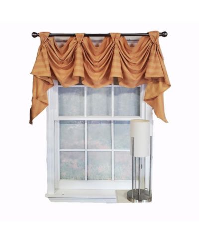RLF Home Modern Design Orange Lane Victory Swag 3-Scoop Window Valance 50" x 25" Mustard