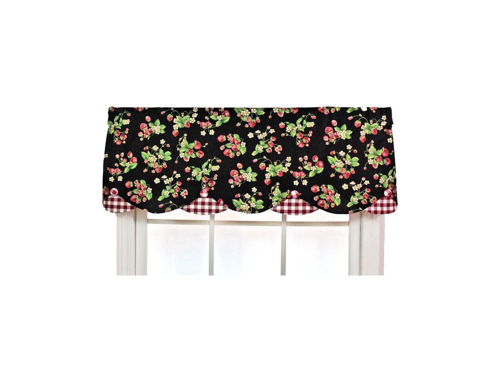 RLF Home занавеска-валанс Strawberry Style Fields, 50" x 15"